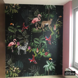 Behang Jungle tropisch zwart