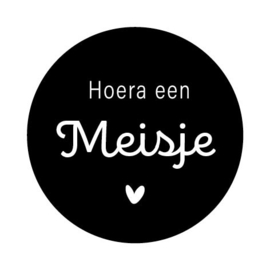 Hoera een meisje, A4 vel 24 sluitstickers - ⌀ 4 cm