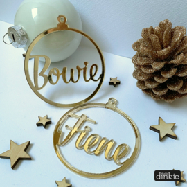 Kerstbal hanger met naam (plexiglas)