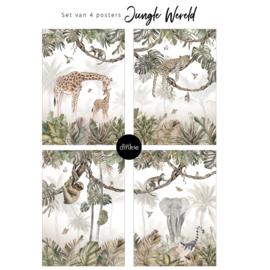 Poster set Jungle Wereld  4x A4