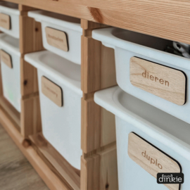 Labels opbergkast/lades eigen teksten
