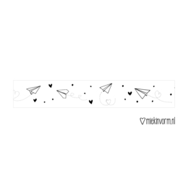 Washi tape  |  vliegtuigjes/hartjes/stipjes