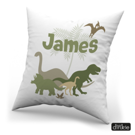 Kussen Dino Green Silhouettes met naam!