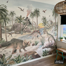 Behang Dino Watercolor