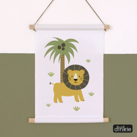 Textielposter Safaridieren kids  |  Leeuw