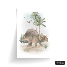 Poster Dino Watercolor  |  Triceratops