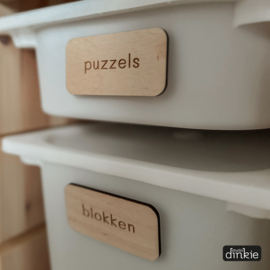 Labels opbergkast/lades eigen teksten