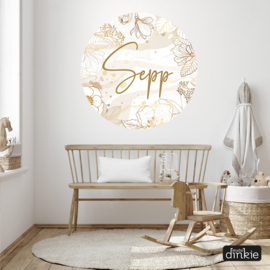 Muurcirkel met naam | Gold taupe