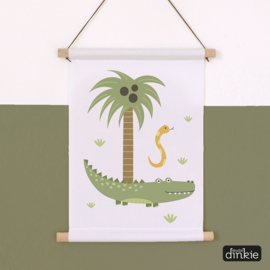 Textielposter Safaridieren kids  |  Krokodil