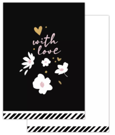 Mini kaartje zwart withe love