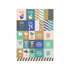Stickervel blauw/groen