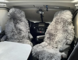 Camper stoel hoes licht grijs 2 STUKS Lengte maat 145 cm Breedte maat 55 cm Hoofdsteun breedte maat 40 cm