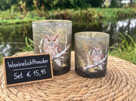 Waxinelichthouders uiltjes set