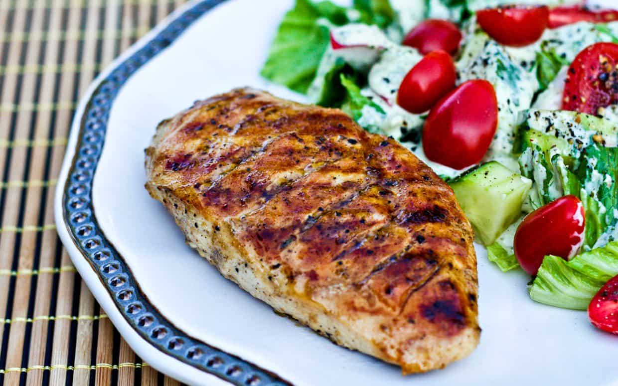 gegrilde kip met spinazie stamp