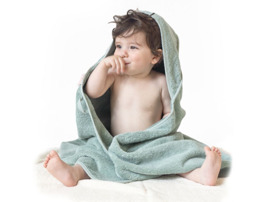 Baby Badcape met Capuchon - Mineraal Groen