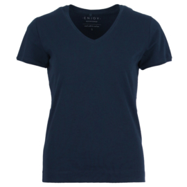 T-shirt V-hals Enjoy womenswear - BLAUW