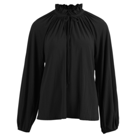 Blouse Enjoy frill - ZWART