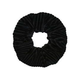 Scrunchie velvet stripes  - ZWART