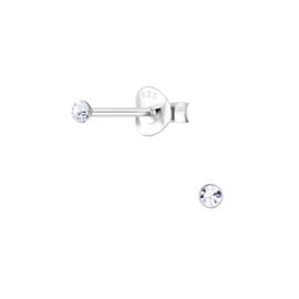 Knopje Crystal 2mm | 925 Sterling Zilver | Kinderoorbellen