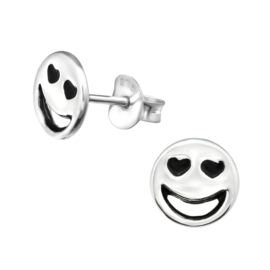 Smiley hartjesogen | 925 Sterling Zilver | Kinderoorbellen