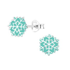 Snowflake blauw | 925 Sterling Zilver | Kinderoorbellen