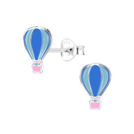 Luchtballon blauw | 925 Sterling Zilver | Kinderoorbellen