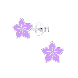Hawaii bloem paars | 925 Sterling Zilver | Kinderoorbellen