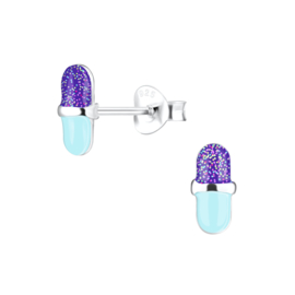 Microfoon blauw/paars | 925 Sterling Zilver | Kinderoorbellen