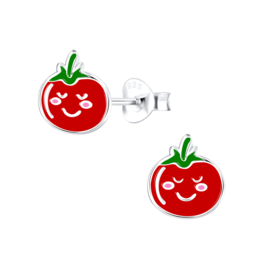 Tomaat kawaii | 925 Sterling Zilver | Kinderoorbellen