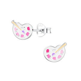 Verfpalet roze | 925 Sterling Zilver | Kinderoorbellen