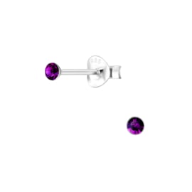 Knopje amethyst 2,5mm | 925 Sterling Zilver | Kinderoorbellen