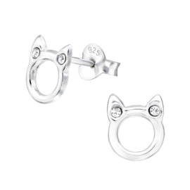 Kattenkop | 925 Sterling Zilver | Kinderoorbellen