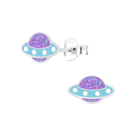 Ufo paars | 925 Sterling Zilver | Kinderoorbellen