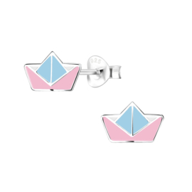 Origami boot roze | 925 Sterling Zilver | Kinderoorbellen