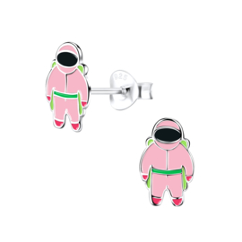 Astronaut roze | 925 Sterling Zilver | Kinderoorbellen