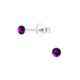 Knopje Amethyst 3mm | 925 Sterling Zilver | Kinderoorbellen