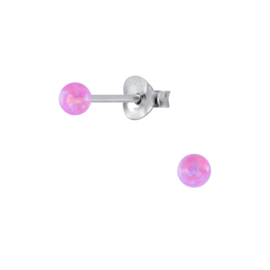 Knopje Pink Opal 3mm | 925 Sterling Zilver | Kinderoorbellen