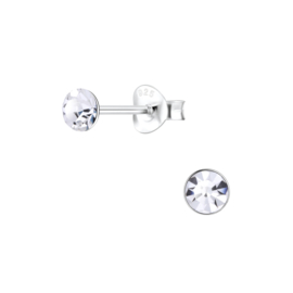 Knopje Crystal 4mm | 925 Sterling Zilver | Kinderoorbellen