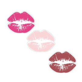 Stickers | Kussende lippen in drie kleuren | 40x31,5mm |  3 stickers