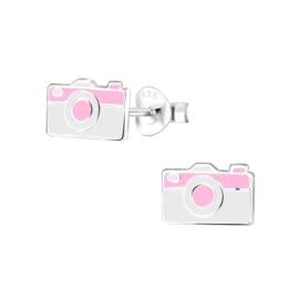 Fotocamera wit/roze | 925 Sterling Zilver | Kinderoorbellen