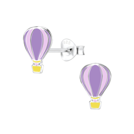 Luchtballon paars | 925 Sterling Zilver | Kinderoorbellen