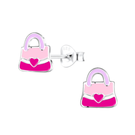Handtas licht roze | 925 Sterling Zilver | Kinderoorbellen