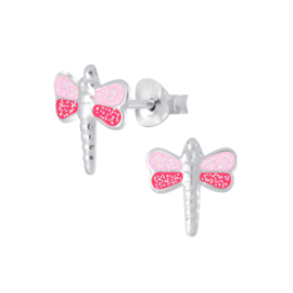 Libelle roze | 925 Sterling Zilver | Kinderoorbellen