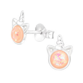 Unicorn Peach Opal | 925 Sterling Zilver | Kinderoorbellen