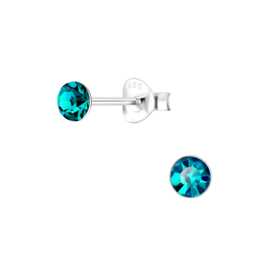 Knopje Blue Zircon 4mm | 925 Sterling Zilver | Kinderoorbellen