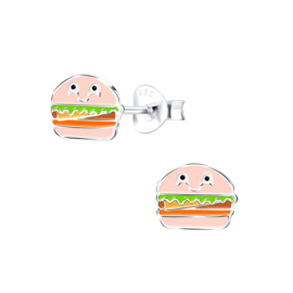 Hamburger kawaii | 925 Sterling Zilver | Kinderoorbellen