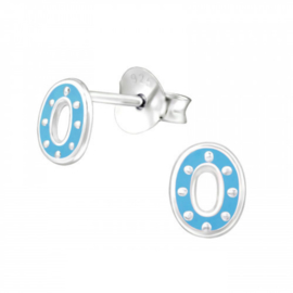 Ovaal blauw | 925 Sterling Zilver | Kinderoorbellen