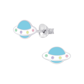 Ufo blauw | 925 Sterling Zilver | Kinderoorbellen