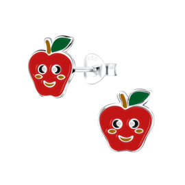 Appel rood kawaii | 925 Sterling Zilver | Kinderoorbellen