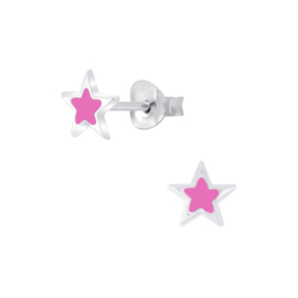 Ster roze | 925 Sterling Zilver | Kinderoorbellen